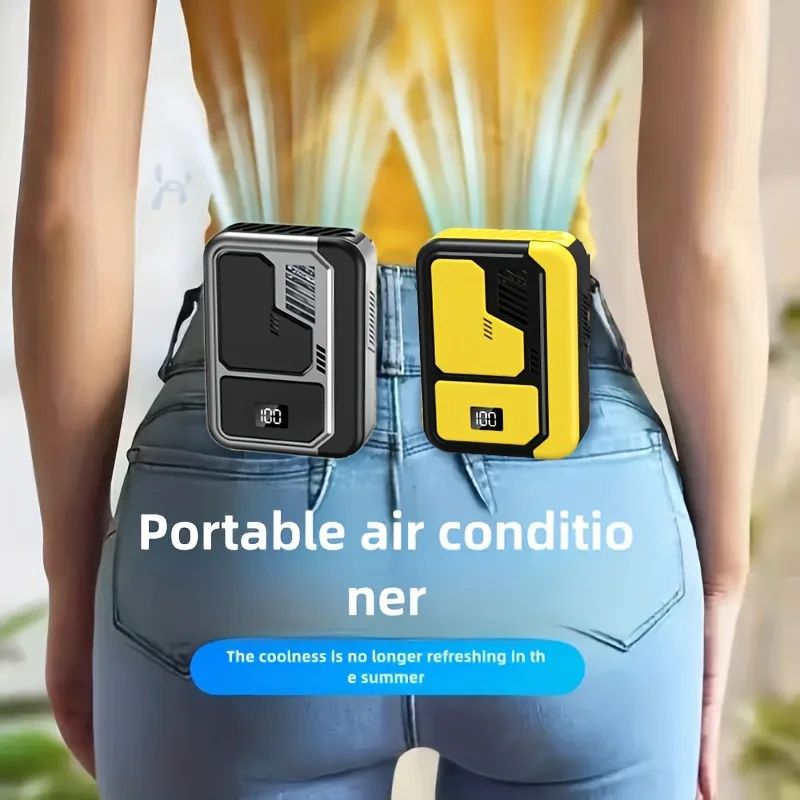 2025 Portable Neck Waist Fan With LED Display Rechargeable HandsFree Cooling For Outdoor Use 0