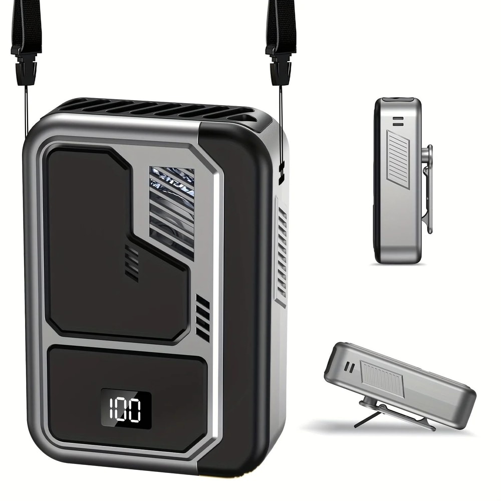 2025 Portable Neck Waist Fan With LED Display Rechargeable HandsFree Cooling For Outdoor Use 5