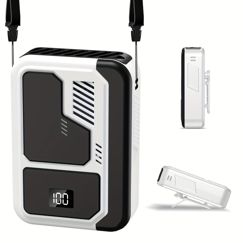 2025 Portable Neck Waist Fan With LED Display Rechargeable HandsFree Cooling For Outdoor Use 7