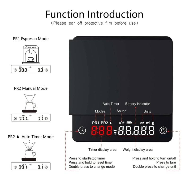 Precision Mini Coffee Scale With Timer Waterproof Digital Gram Scale For Espresso PourOver 1