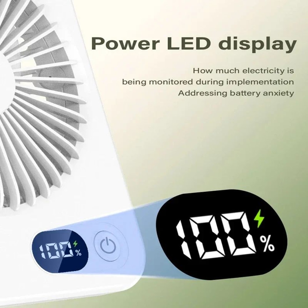 USBC 5Speed Desktop Mini Fan With LED Display Quiet Portable Air Circulator For Office Home Trave 2