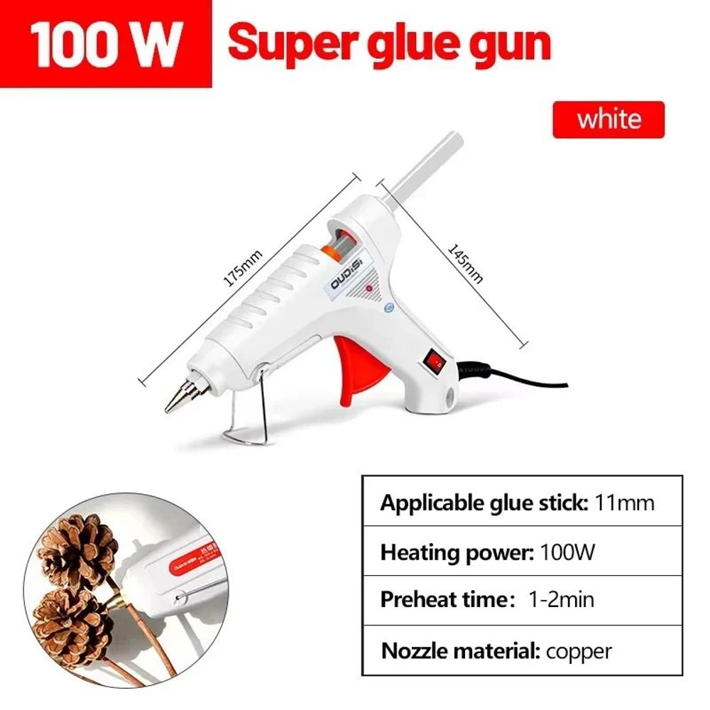 100W HeavyDuty Hot Melt Glue Gun For DIY Crafts Fast Repairs 6