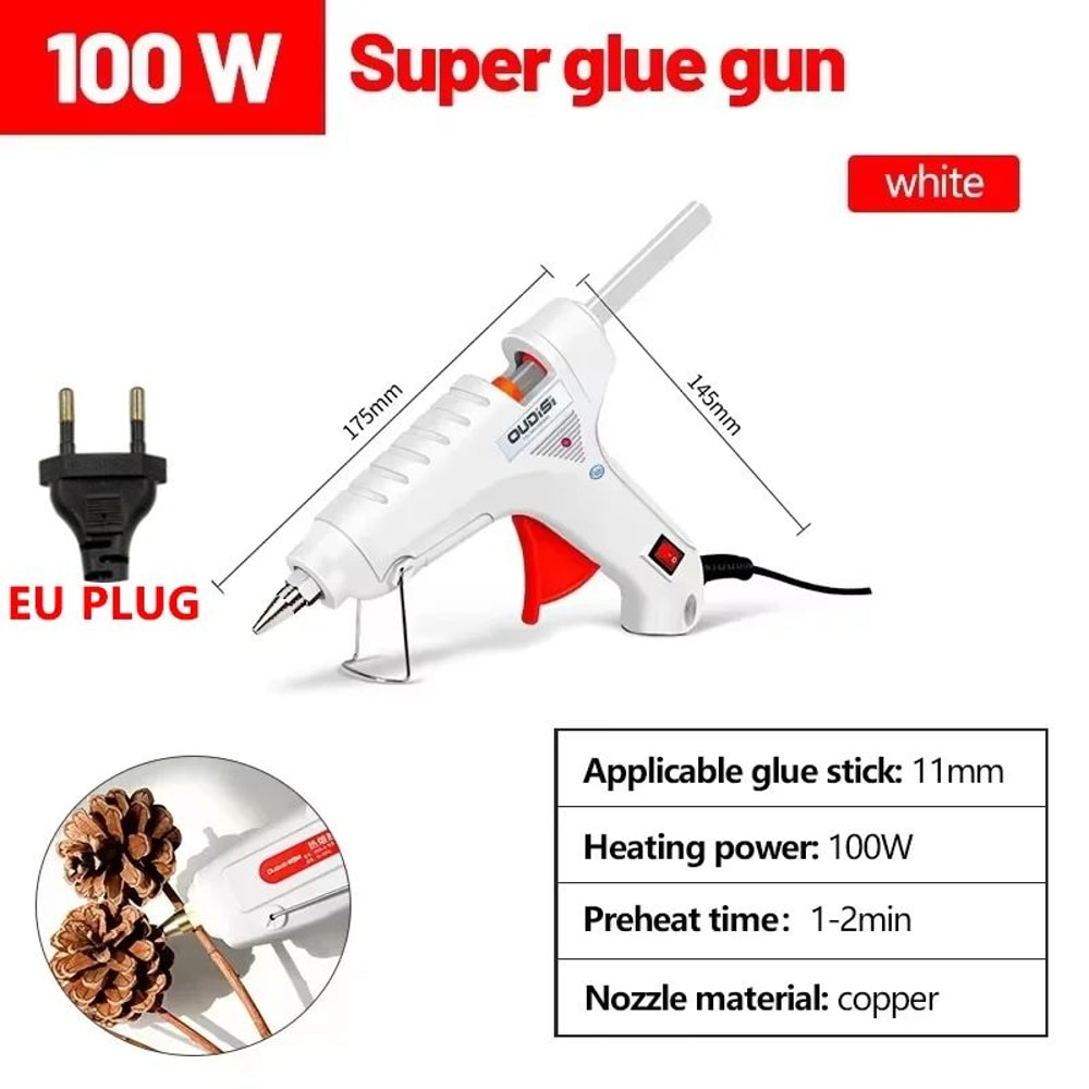 100W HeavyDuty Hot Melt Glue Gun For DIY Crafts Fast Repairs 7