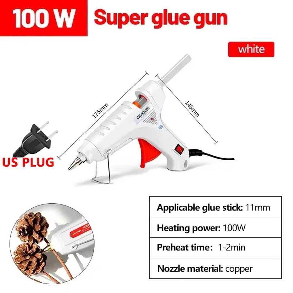 100W HeavyDuty Hot Melt Glue Gun For DIY Crafts Fast Repairs 8