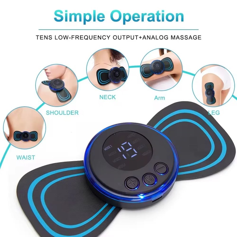 Portable Electric EMS Neck Cervical Massager Patch Mini Muscle Pain Relief Fatigue Stimulator 1
