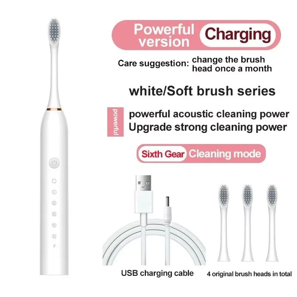 Premium Universal Rechargeable SixSpeed Automatic Electric Toothbrush Gentle Soft Bristle Care For 7