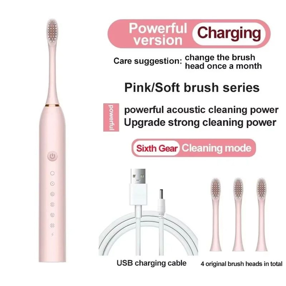 Premium Universal Rechargeable SixSpeed Automatic Electric Toothbrush Gentle Soft Bristle Care For 6