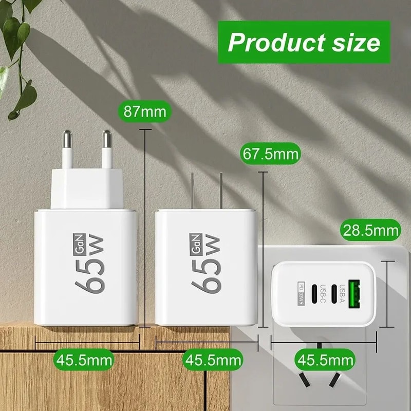 65W GaN Fast Charging USBC MultiPort Charger For IPhone Samsung More 2
