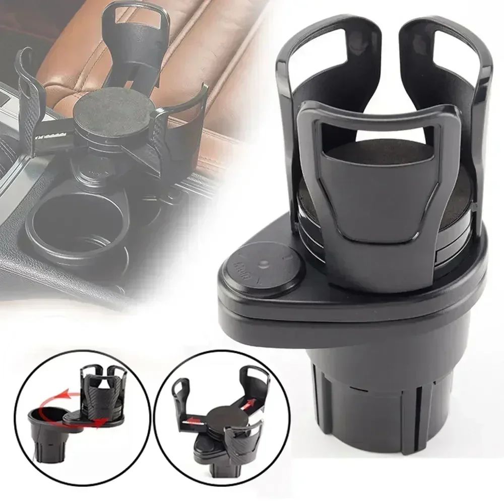 Adjustable Dual Cup Holder Expander With Phone Mount For Cars 0
