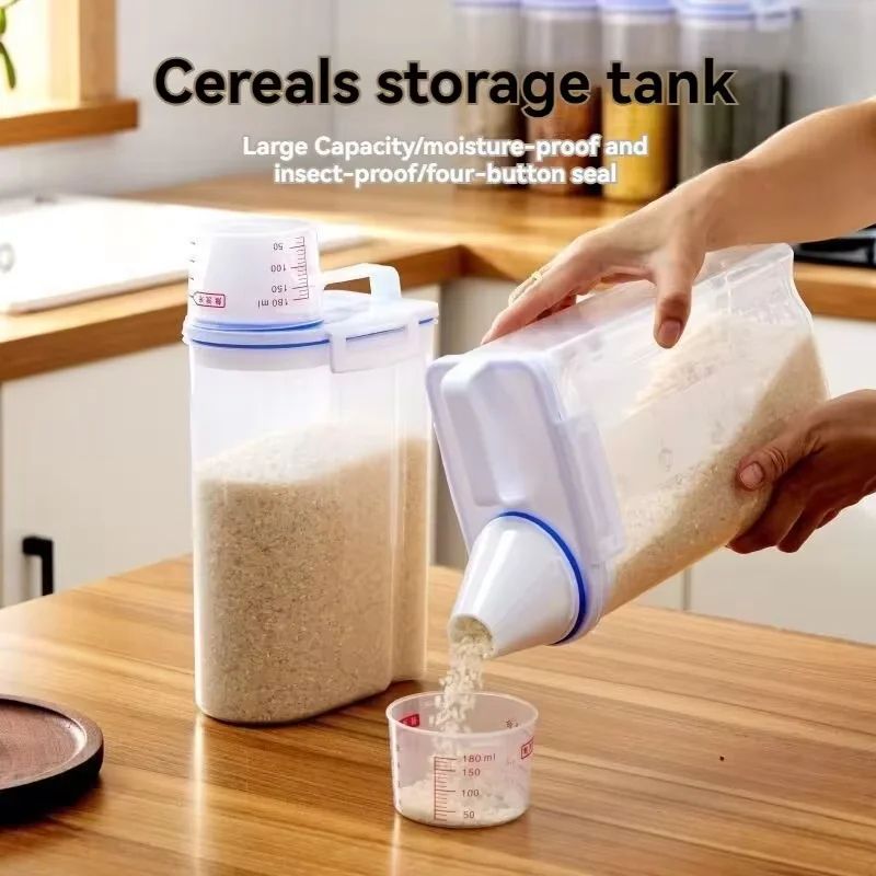 Airtight MoistureProof Grain Storage Jar For Rice Grains Pet Food 4