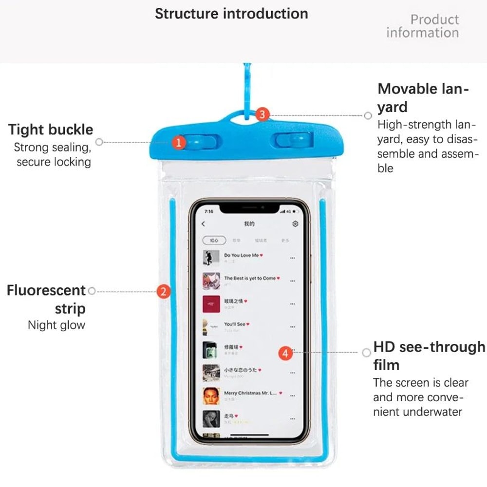 Universal Waterproof Phone Pouch Dry Bag For Swimming Beach Outdoor Adventures 4