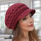 Retro Winter Knit Beanie With Brim For Women Warm Ski Run Outdoor Cap 2