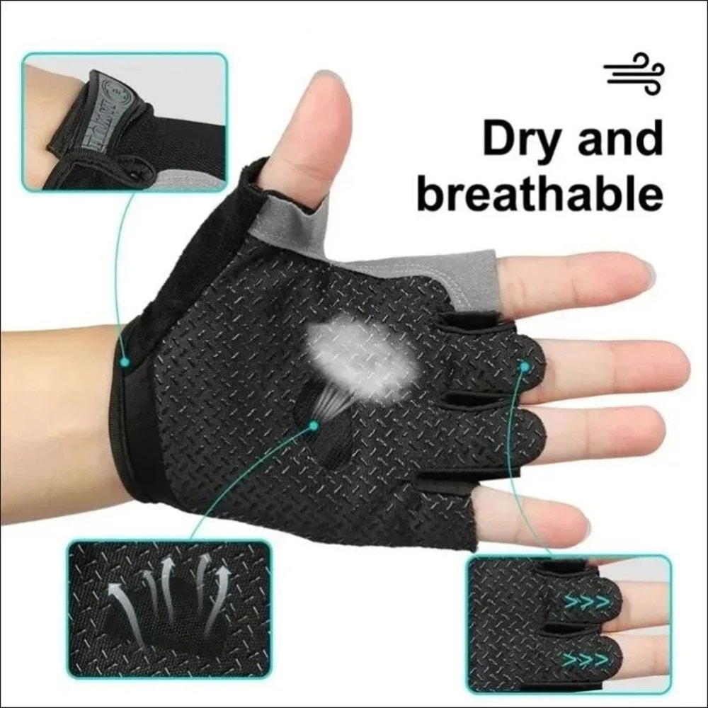ProGrip Breathable Fingerless Gym Gloves For Weight Lifting Cycling Training 2