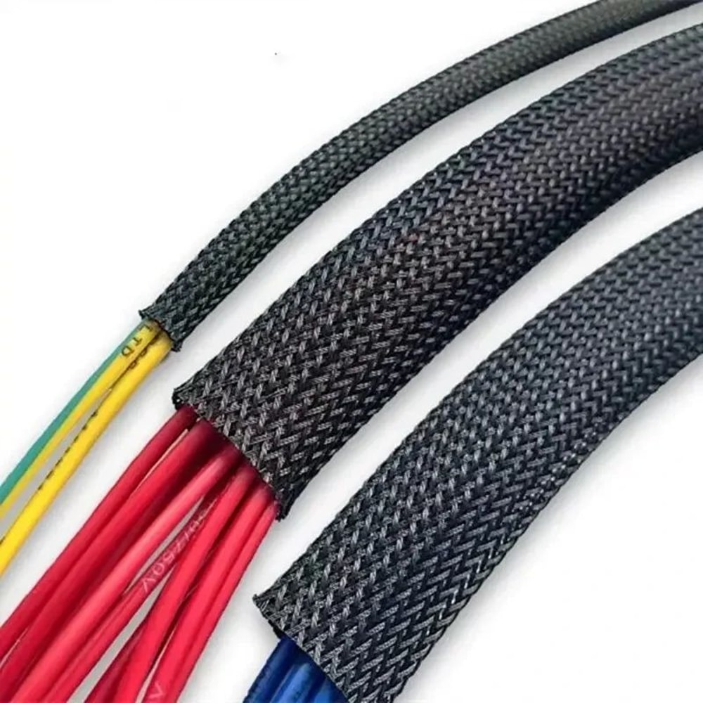 3M Expandable Braided Cable Sleeve 19 Mm Black PET Wire Protection Cable Management Tubing 0