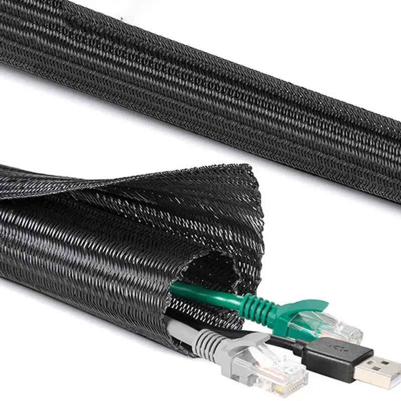 3M Expandable Braided Cable Sleeve 19 Mm Black PET Wire Protection Cable Management Tubing 2