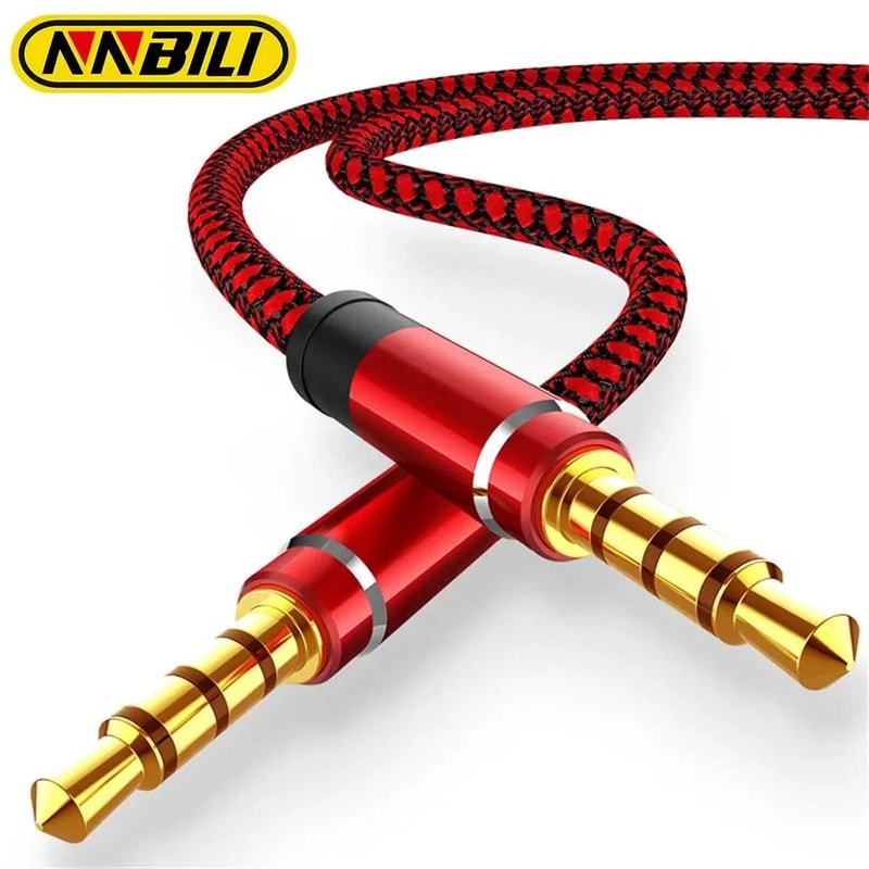 NNBILI Nylon Braided 35mm AUX Audio Cable For Car Phone Speakers 0