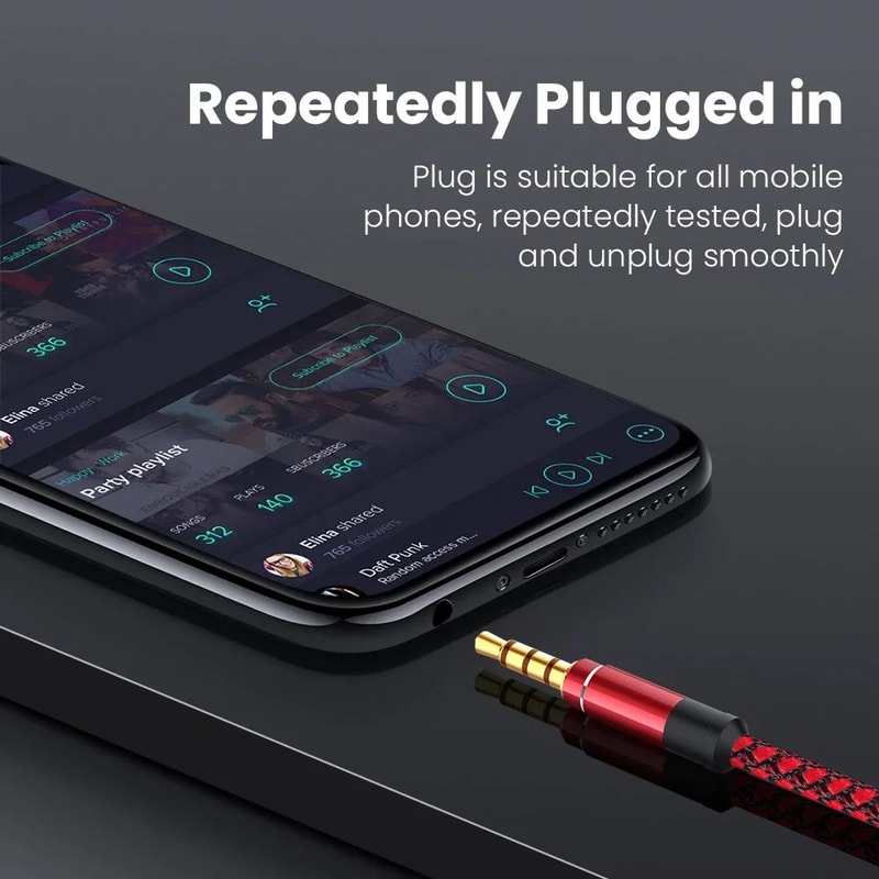 NNBILI Nylon Braided 35mm AUX Audio Cable For Car Phone Speakers 1