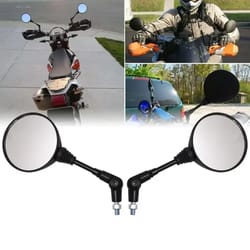 universal 10mm folding motorcycle side mirror – anti-fall round rearview (black)