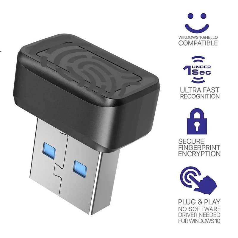 USB Fingerprint Scanner For Windows Hello Secure Login Key 6