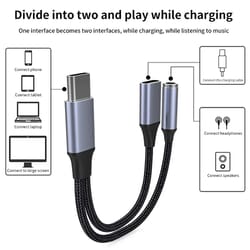 usb-c to 3.5mm audio & charging adapter with 60w pd fast charge