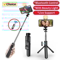 smartglow wireless bluetooth selfie stick tripod with led light & remote