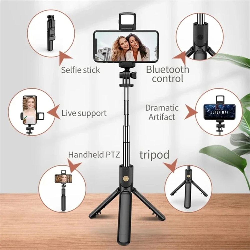 SmartGlow Wireless Bluetooth Selfie Stick Tripod With LED Light Remote 6