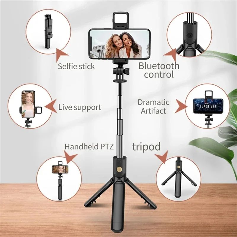 SmartGlow Wireless Bluetooth Selfie Stick Tripod With LED Light Remote 6