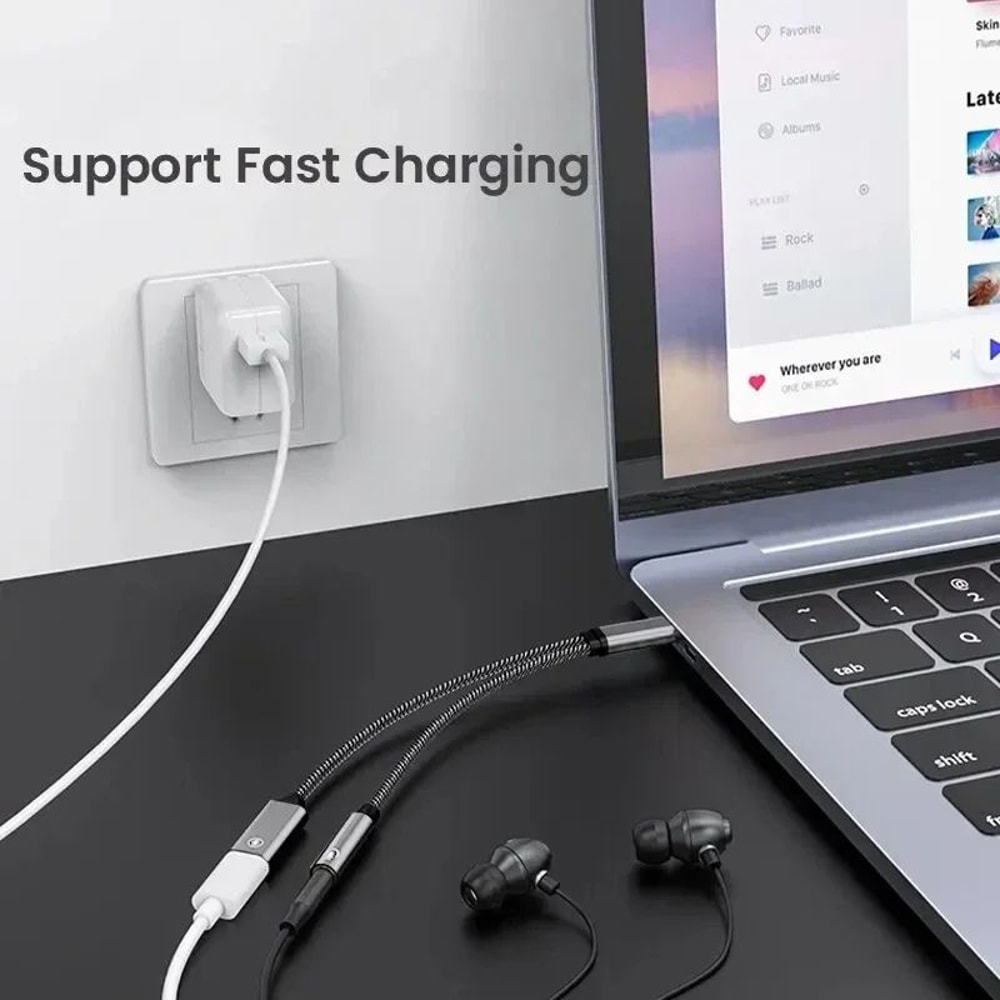 WANGYOU 2in1 USBC Headphone Fast Charging Adapter With PD 30 3