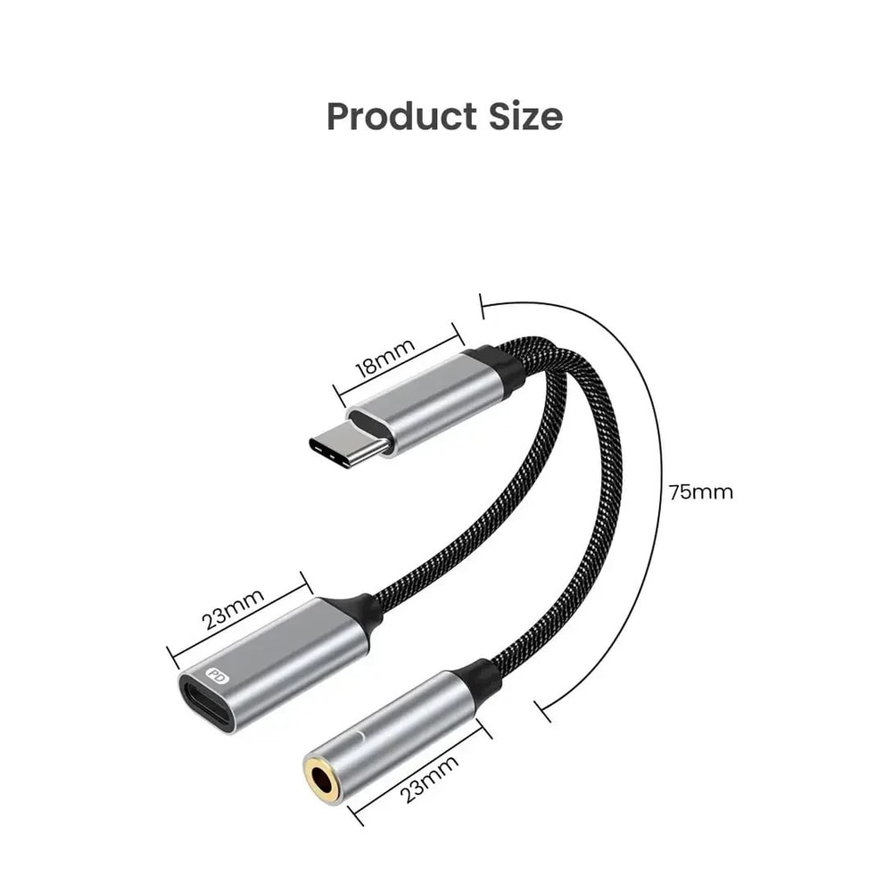WANGYOU 2in1 USBC Headphone Fast Charging Adapter With PD 30 1