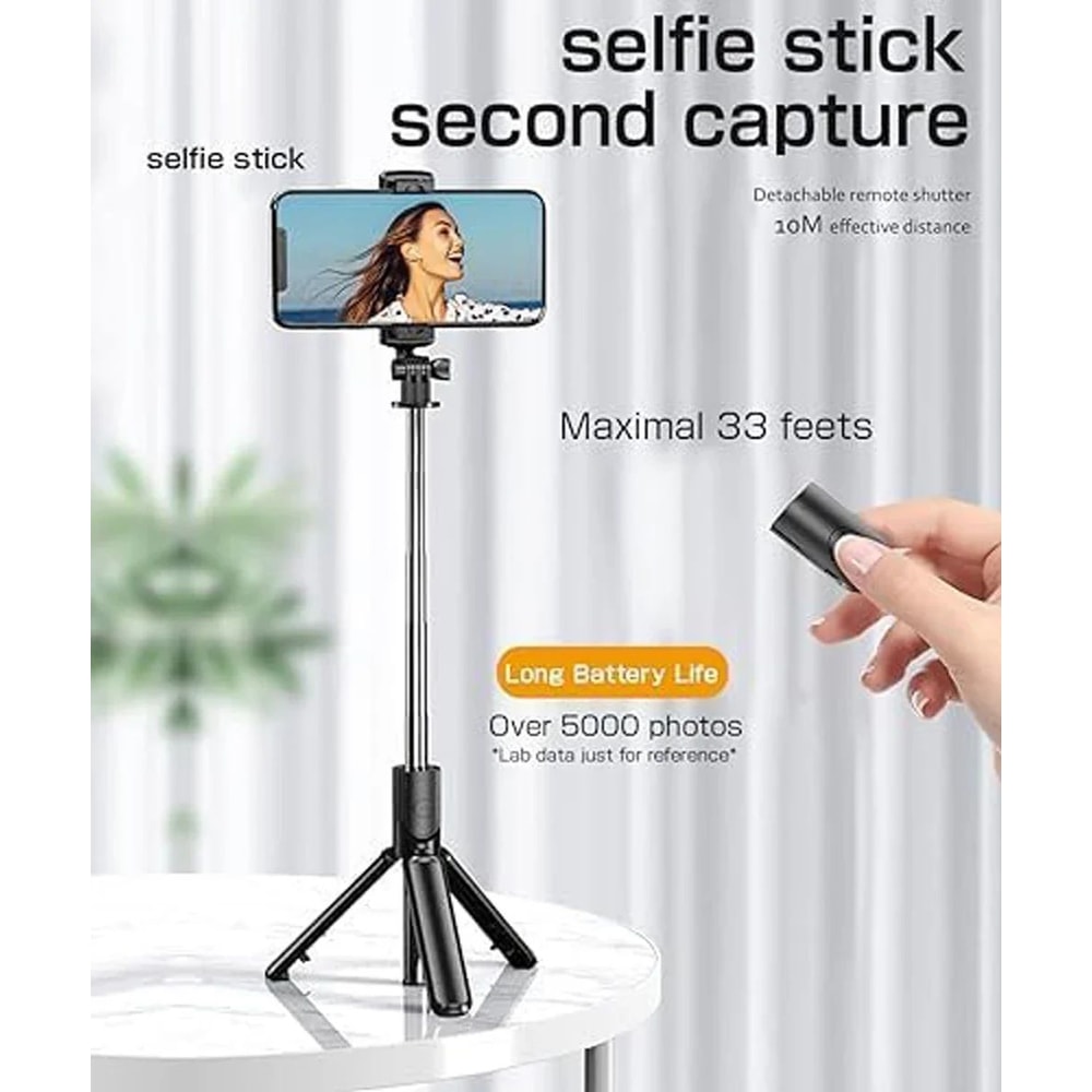 FlexPro Bluetooth Selfie Stick Tripod With Wireless Remote Extendable Phone Stand For Photos Video 3