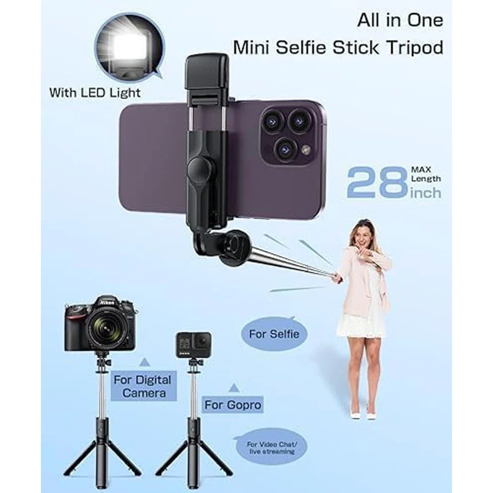 FlexPro Bluetooth Selfie Stick Tripod With Wireless Remote Extendable Phone Stand For Photos Video 5