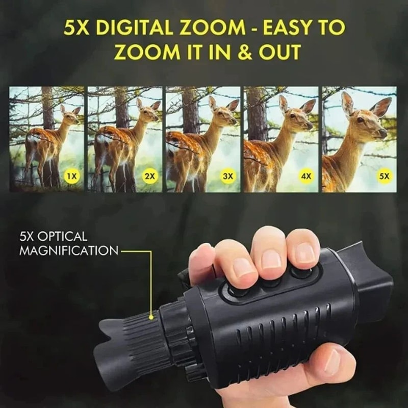 Digital Night Vision Monocular With Infrared 5X Zoom Long Range 300M Optical Viewer 3
