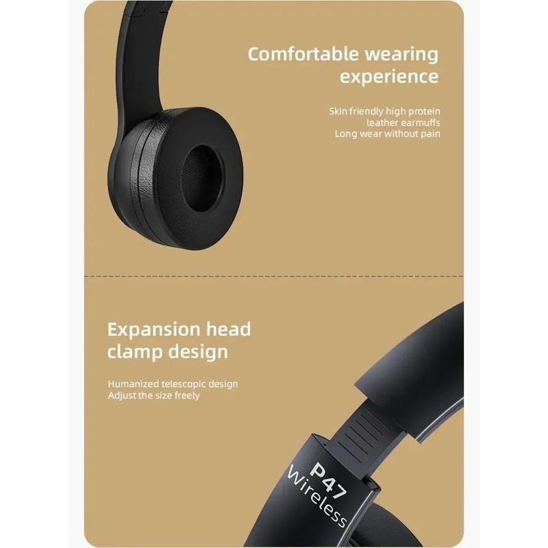 P47 Wireless Bluetooth Headphones With Noise Isolation HandsFree Calls 8
