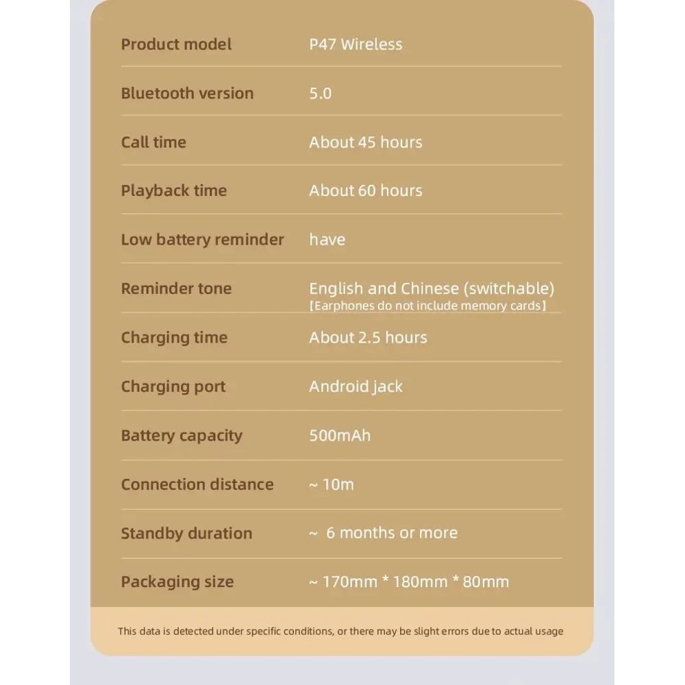 P47 Wireless Bluetooth Headphones With Noise Isolation HandsFree Calls 9