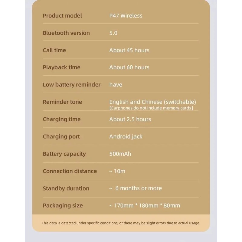 P47 Wireless Bluetooth Headphones With Noise Isolation HandsFree Calls 9