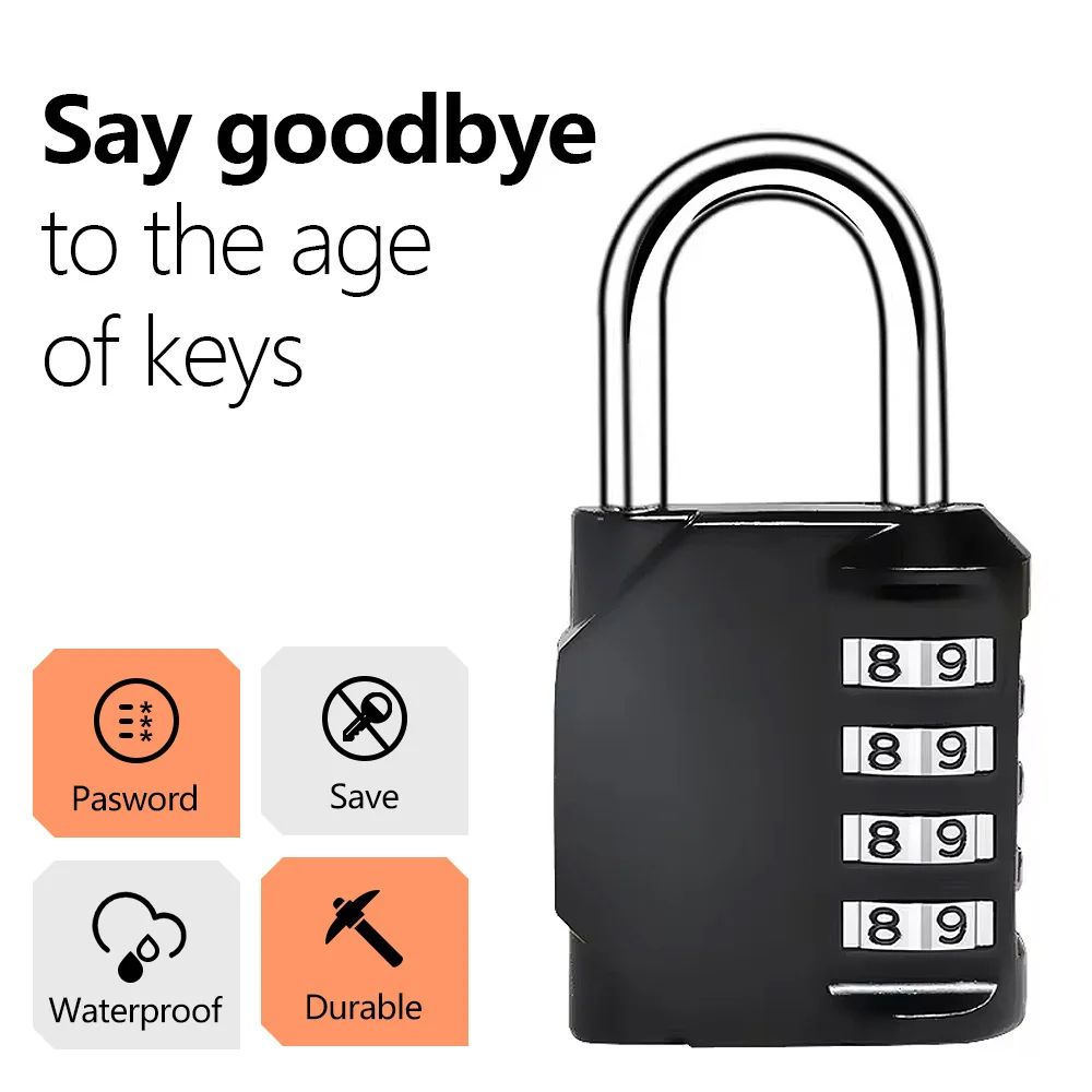SecureGuard 4Digit Waterproof Combination Padlock For Luggage Doors Lockers 1