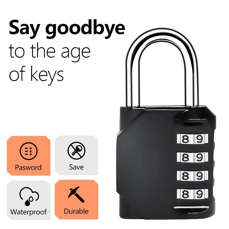 SecureGuard 4Digit Waterproof Combination Padlock For Luggage Doors Lockers 1