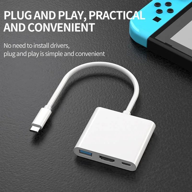 3in1 USBC Hub With 4K HDMI 100W PD Fast Charging USB 30 6