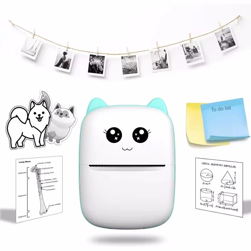 Mini Cat Portable Thermal Printer Pocket Bluetooth Photo Label Printer For IOS Android 1