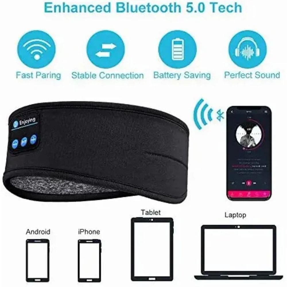 Bluetooth Sleep Mask Headphones Headband For Side Sleepers UltraThin Wireless Eye Mask 1