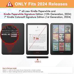 smart magnetic case for kindle paperwhite 12th gen 2024 – slim protective cover with auto wake sleep