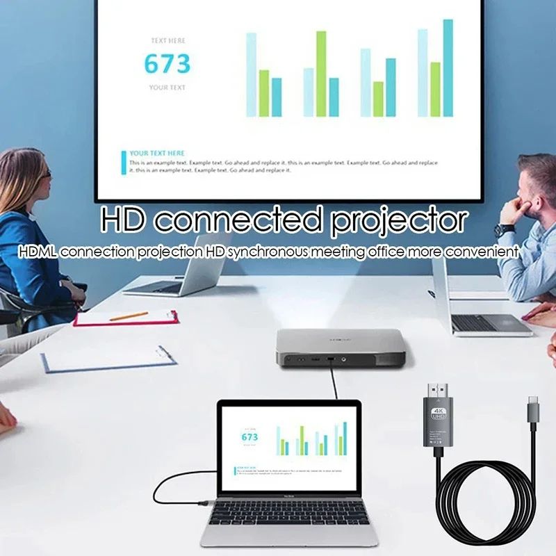 4K USBC To HDMI Cable For IPhone 15 MacBook IPad Smooth 60Hz Screen Mirroring 4