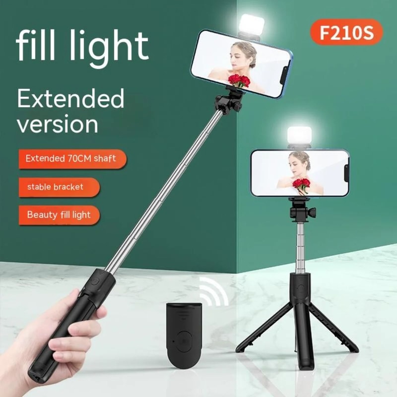 Bluetooth Selfie Stick Tripod With Fill Light Remote Foldable Phone Stand For Vlogging And Live S 7
