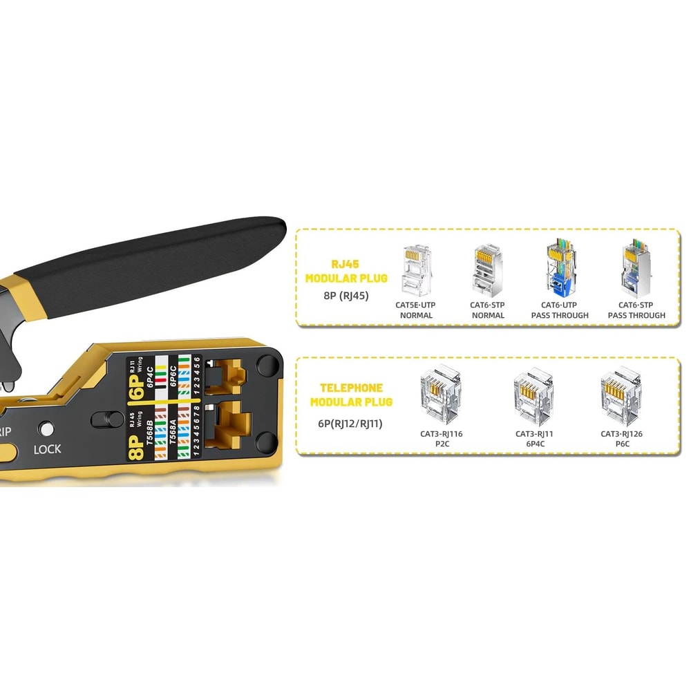 Professional PassThrough RJ45 Ethernet Crimping Tool For Cat5Cat5eCat6 8