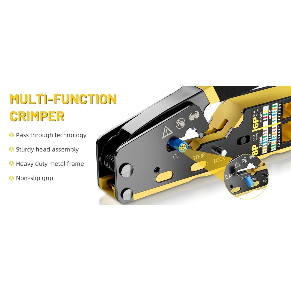 Professional PassThrough RJ45 Ethernet Crimping Tool For Cat5Cat5eCat6 9