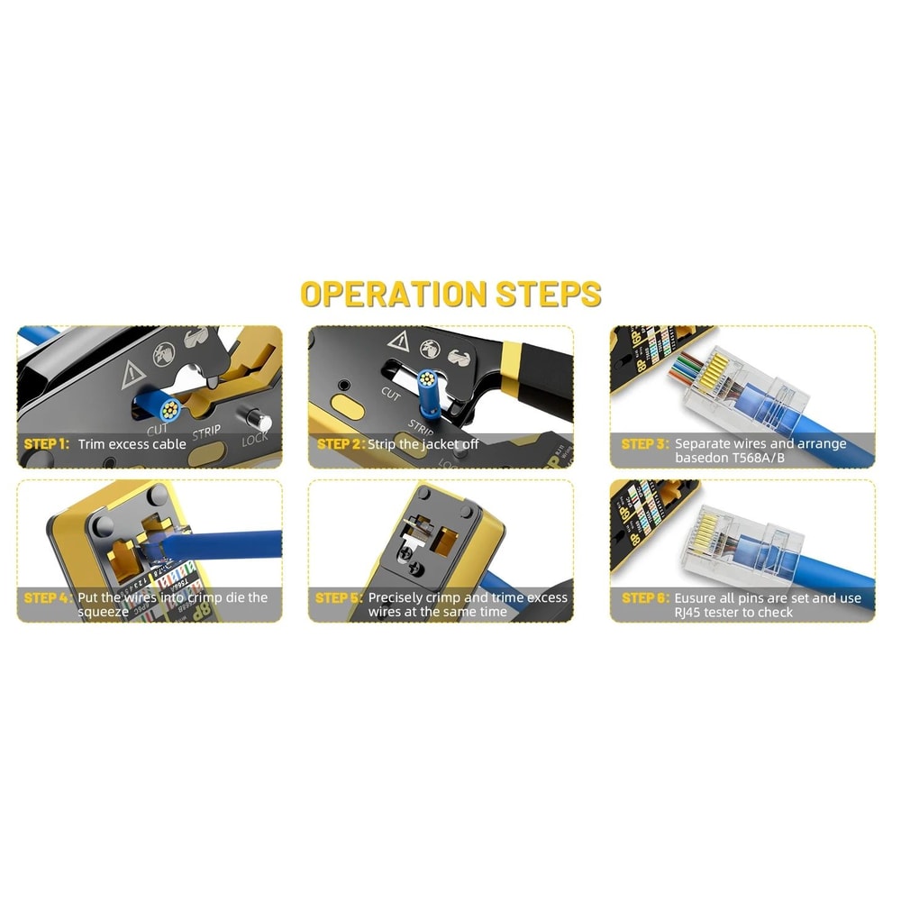 Professional PassThrough RJ45 Ethernet Crimping Tool For Cat5Cat5eCat6 12