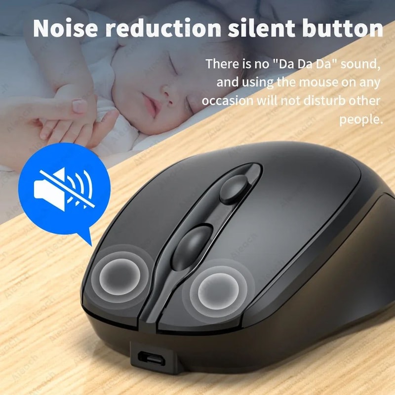 Aieach Silent Rechargeable Wireless Bluetooth Mouse Ergonomic Precision For Work Play 3