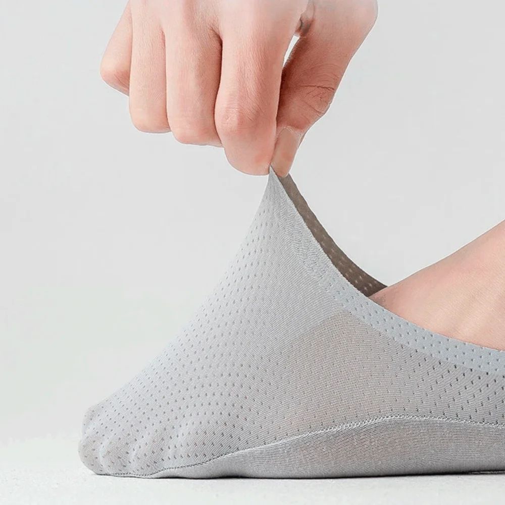 Mens Cotton NoShow Boat Socks With NonSlip Silicone Grip 5Pair Summer Pack 1