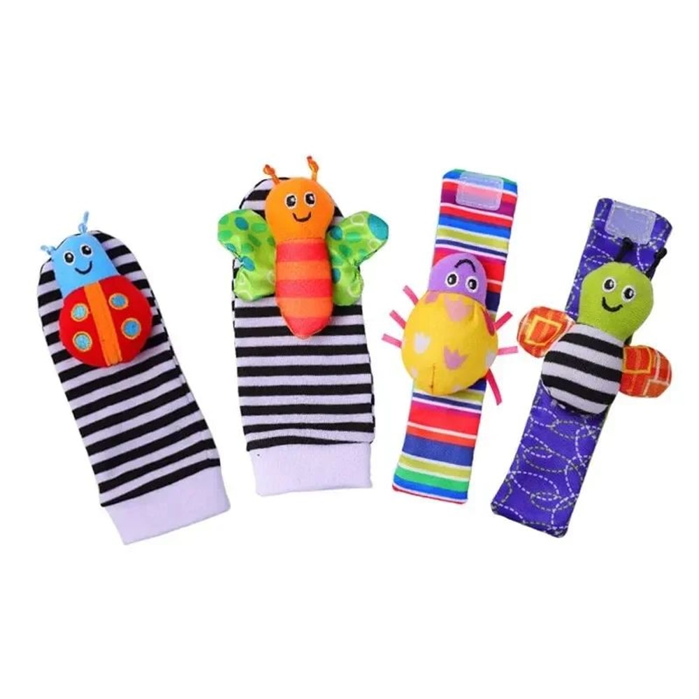 4Piece Baby Sensory Rattle Toys Set 2 Wrist Rattle Toys 2 Foot Rattle Sock Toys 012 Months 2