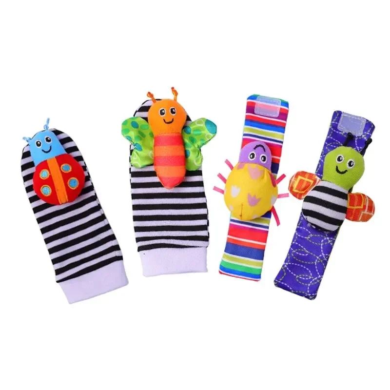 4Piece Baby Sensory Rattle Toys Set 2 Wrist Rattle Toys 2 Foot Rattle Sock Toys 012 Months 2